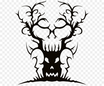 Tree Spooky Halloween Clip art - Scary Spooky Tree PNG Clipart Image 