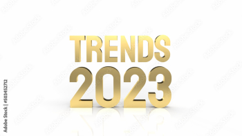 trends 2023 gold text on white background 3d rendering