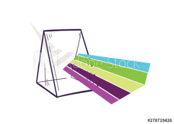 Triangular prism dispersing light beam or rainbow Triangular prism dispersing light beam or rainbow