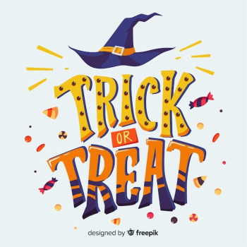 Trick or treat halloween lettering design Trick or treat halloween lettering design