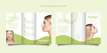 Trifold brochure template with beauty concept Free Psd