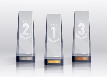 Trophies realistic set with first second and third places symbols isolated Free Vector