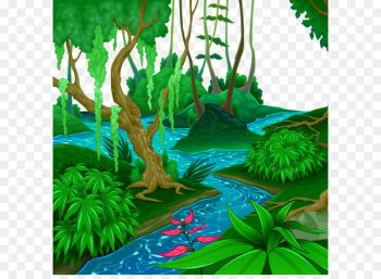 Tropical and subtropical moist broadleaf forests Tropical forest Jungle Euclidean vector - Vector tropical forest landscape river 