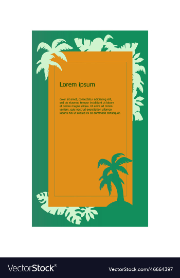 tropical background with palm tree and frame