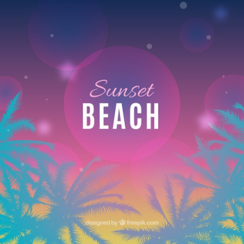 Tropical beach background with gradient sunset