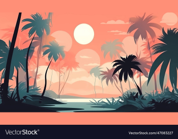 tropical beach with palm trees sunrise and sunset