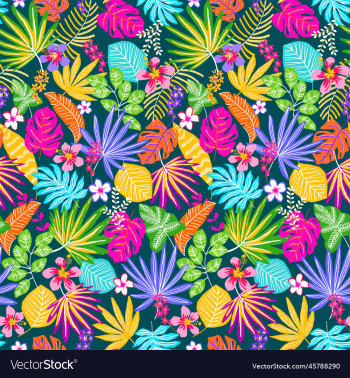 tropical colorful leaves repeat design fabric