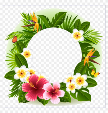 Tropical Flower Decorative Borders - Tropical Flower Frame Png