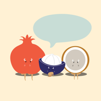 Tropical fruits with blank speech bubble cartoon Tropical fruits with blank speech bubble cartoon