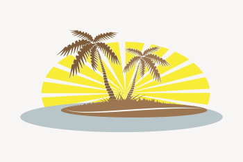 Tropical island sticker, summer illustration | Free PSD - rawpixel Tropical island sticker, summer illustration | Free PSD - rawpixel