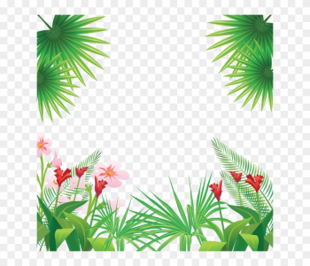 Tropical Leaves Flowers Frame, Tropical, Flowers Png - Tropical Flowers Png