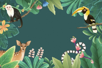 Tropical wildlife background, animal illustration | Free Photo Illustration - rawpixel