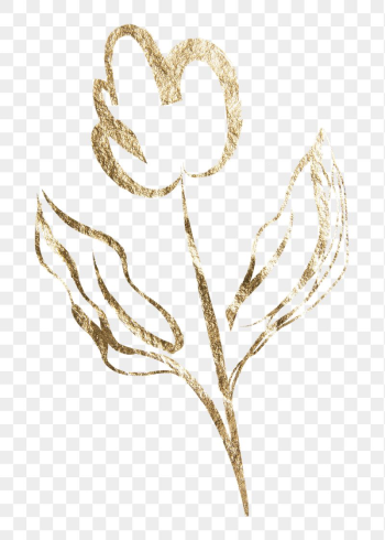 Tulip flower png sticker, gold | Free PNG Illustration - rawpixel