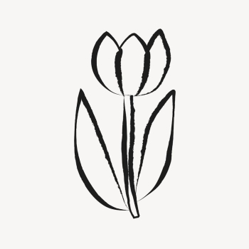 Tulip flower sticker, doodle in black | Free PSD Illustration - rawpixel