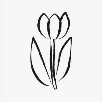 Tulip flower sticker, doodle in black | Free Vector Illustration - rawpixel