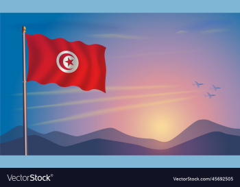 tunisia flag in the morning sun tunisia flag in the morning sun