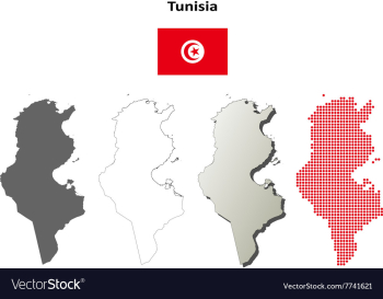 Tunisia outline map set vector image Tunisia outline map set vector image