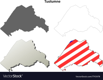 Tuolumne County California outline map set vector image Tuolumne County California outline map set vector image
