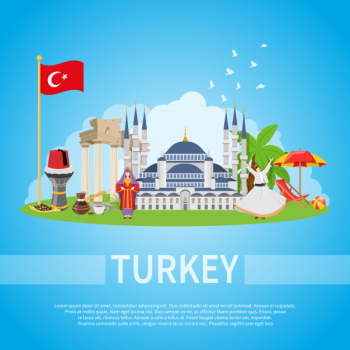 Turkey flat composition Free Vector