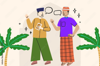 Two adult man greeting