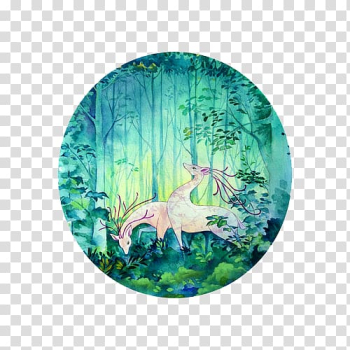 Two animal digital , Watercolor painting, Watercolor deer forest transparent background PNG clipart
