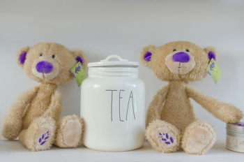 Two Bear Plush Toy Beside Tea Jat Two Bear Plush Toy Beside Tea Jat