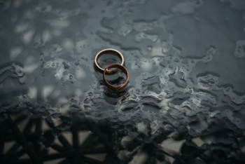 two bronze-colored rings two bronze-colored rings