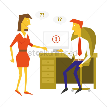 Two business people on desk with computer Two business people on desk with computer