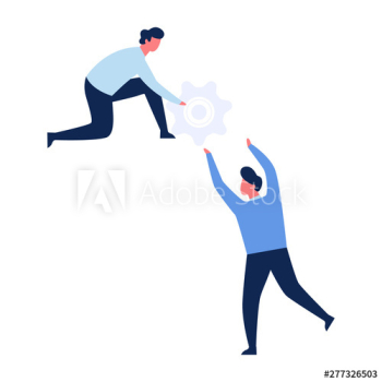 Two businessman holding gear Two businessman holding gear