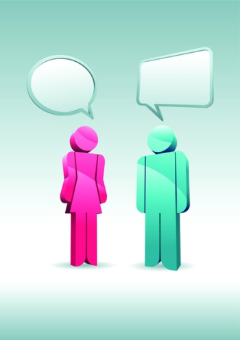 Two characters is having a discussion.