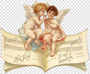 Two cherubs on music sheet illustration, Cherub Angel Frames , Angels transparent background PNG clipart