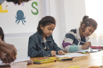 Two Girls Doing School Works Two Girls Doing School Works