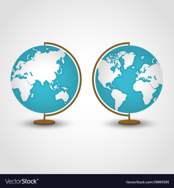 two globes on isolated background globe education