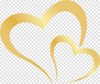 Two gold heart illustrations, Two hearts transparent background PNG clipart