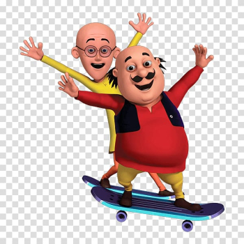 Two man riding skateboard illustration, Patlu Animation Television show Cartoon, Animation transparent background PNG clipart