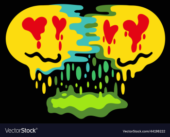 two melting smiling faces glued together two melting smiling faces glued together