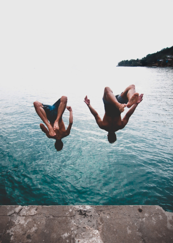 Two Men Jump on Sea Two Men Jump on Sea