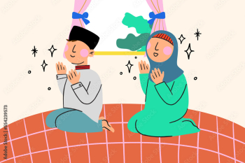 Two muslim people pray together Two muslim people pray together