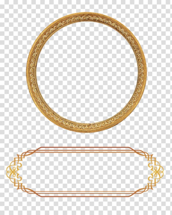 Two oval and round brown layout frames, Ornament Gold frame, Hollow frame Jewelry transparent background PNG clipart