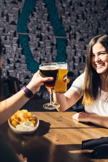 Two People Cheering Drinks Two People Cheering Drinks