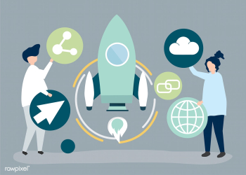Two people holding startup technology icons i.. | Free stock vector - 455155 Two people holding startup technology icons i.. | Free stock vector - 455155