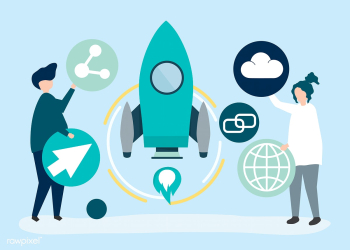 Two people holding startup technology icons i.. | Free stock vector - 455156 Two people holding startup technology icons i.. | Free stock vector - 455156