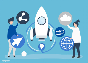 Two people holding startup technology icons i.. | Free stock vector - 455161 Two people holding startup technology icons i.. | Free stock vector - 455161