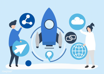 Two people holding startup technology icons i.. | Free stock vector - 455168 Two people holding startup technology icons i.. | Free stock vector - 455168