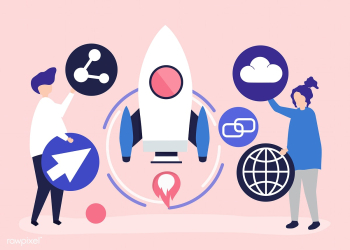 Two people holding startup technology icons i.. | Free stock vector - 455194 Two people holding startup technology icons i.. | Free stock vector - 455194