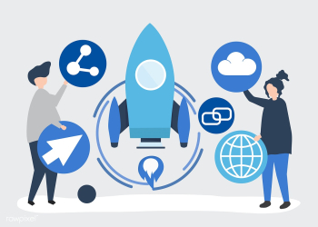 Two people holding startup technology icons i.. | Free stock vector - 455203 Two people holding startup technology icons i.. | Free stock vector - 455203