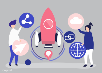 Two people holding startup technology icons i.. | Free stock vector - 455205 Two people holding startup technology icons i.. | Free stock vector - 455205