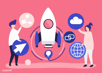 Two people holding startup technology icons i.. | Free stock vector - 455211 Two people holding startup technology icons i.. | Free stock vector - 455211