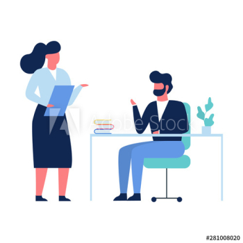 Two person talking on the office Two person talking on the office