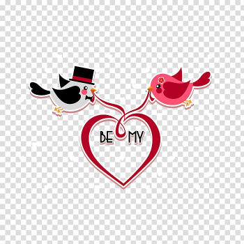 Two pink and gray bird illustration, Valentine's Day Heart Euclidean , couple love birds transparent background PNG clipart